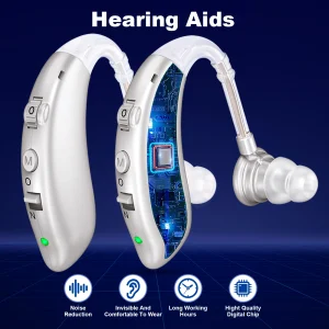 Pair Volume-Adjustable Invisible Hearing Aids Rechargeable